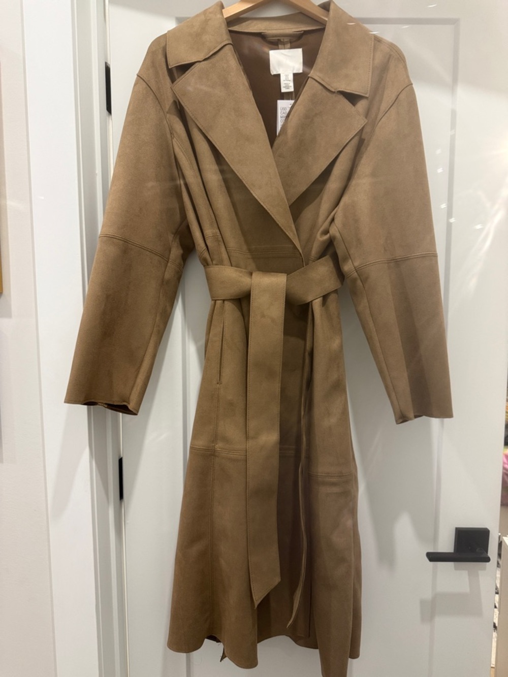 H&M Suede Trench Coat - Brown - Size M